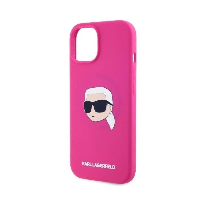 Karl Lagerfeld iPhone 15 (6.1 ) silikoninis dėklas su MagSafe, fuksija