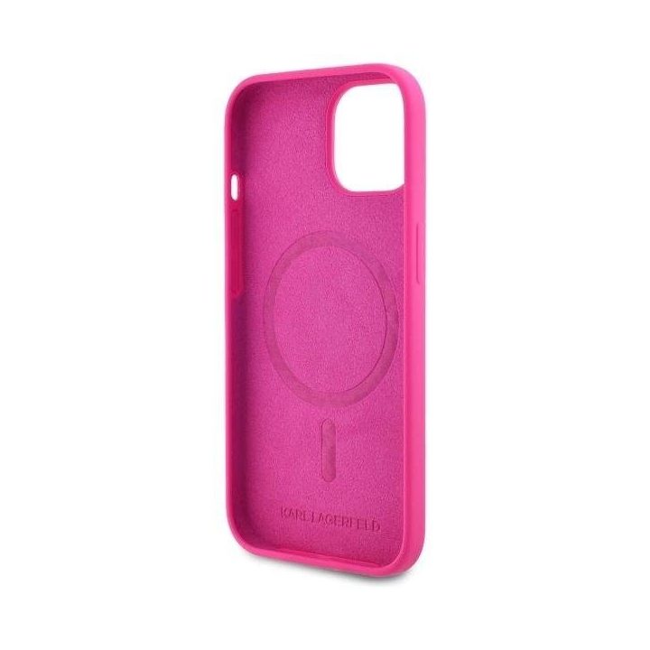Karl Lagerfeld iPhone 15 (6.1 ) silikoninis dėklas su MagSafe, fuksija
