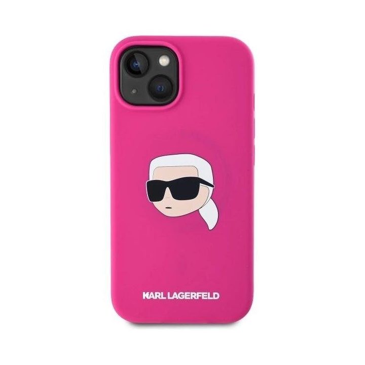 Karl Lagerfeld iPhone 15 (6.1 ) silikoninis dėklas su MagSafe, fuksija
