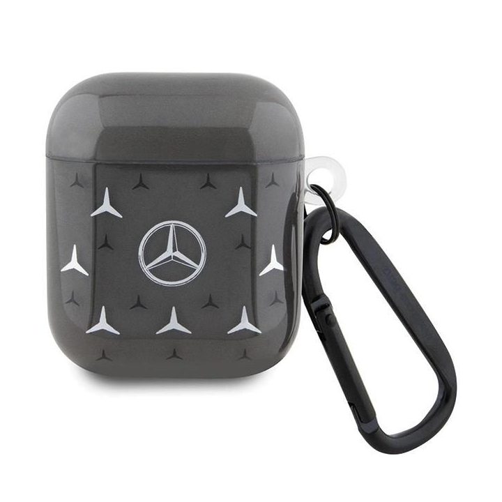 Mercedes AirPods 1/2 dėklas, juodas, didelio žvaigždės rašto