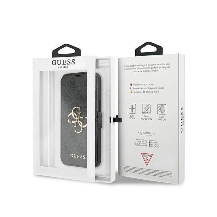 Guess pilkas dėklas iPhone 13 Pro Max (6.7 ) su metaliniu logotipu