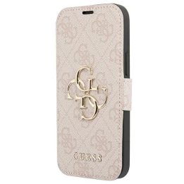 Guess rožinis dėklas knygutė iPhone 13 Pro Max 6.7 su logotipu