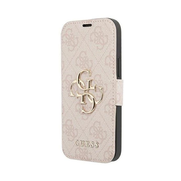 Guess rožinis dėklas knygutė iPhone 13 Pro Max 6.7 su logotipu