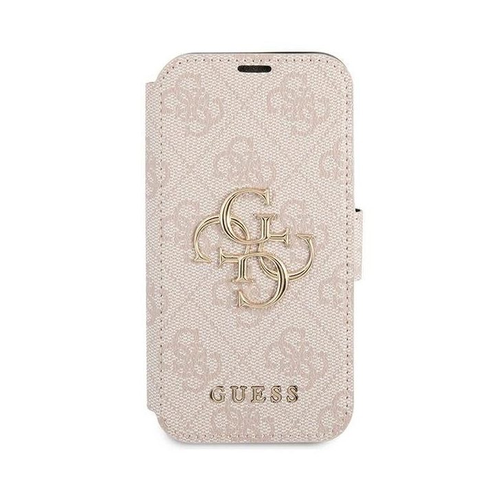 Guess rožinis dėklas knygutė iPhone 13 Pro Max 6.7 su logotipu