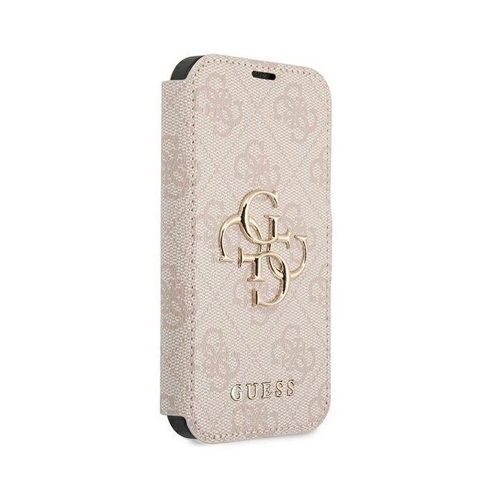 Guess rožinis dėklas knygutė iPhone 13 Pro Max 6.7 su logotipu