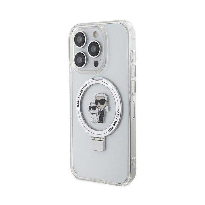 Karl Lagerfeld iPhone 15 Pro Max dėklas (balta) su stovu, MagSafe