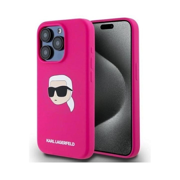 Karl Lagerfeld silikoninis dėklas iPhone 15 Pro Max (6.7 ) su MagSafe – fuksija