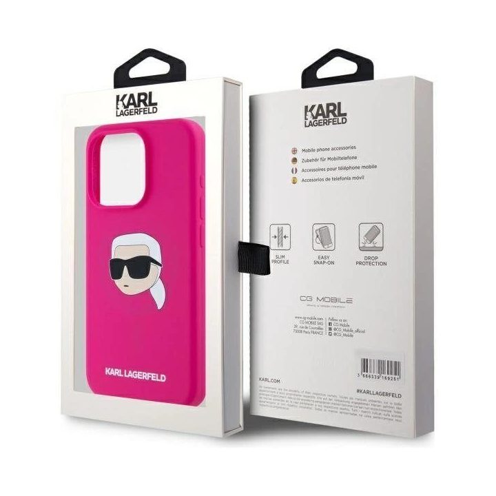 Karl Lagerfeld silikoninis dėklas iPhone 15 Pro Max (6.7 ) su MagSafe – fuksija