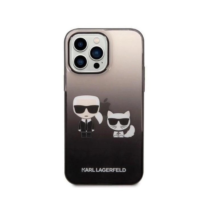 Karl Lagerfeld juodas dėklas iPhone 14 Pro – Ikonik Karl & Choupette