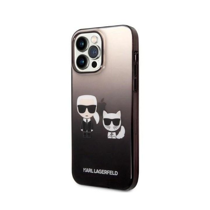 Karl Lagerfeld juodas dėklas iPhone 14 Pro – Ikonik Karl & Choupette