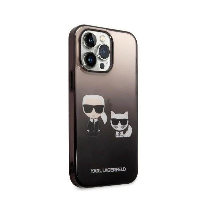 Karl Lagerfeld juodas dėklas iPhone 14 Pro – Ikonik Karl & Choupette