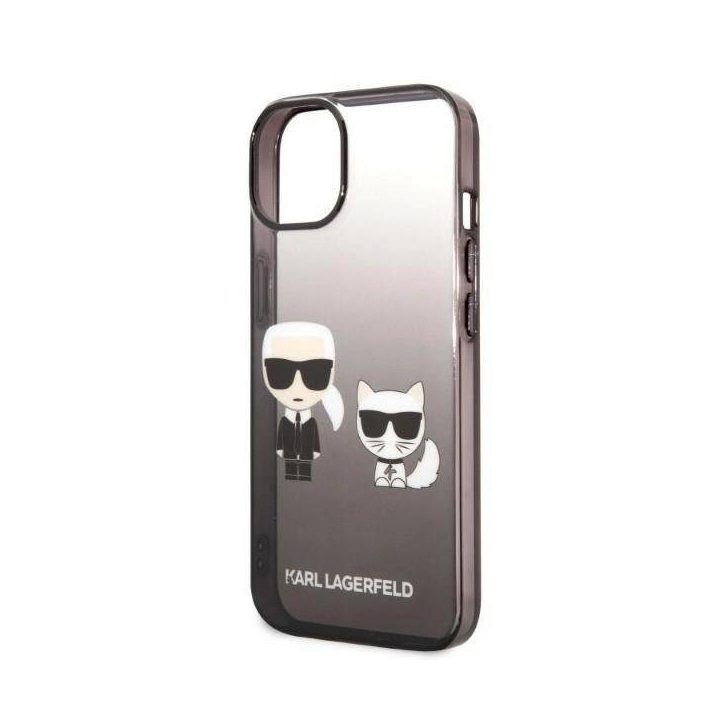 Karl Lagerfeld juodas dėklas iPhone 14 Pro – Ikonik Karl & Choupette