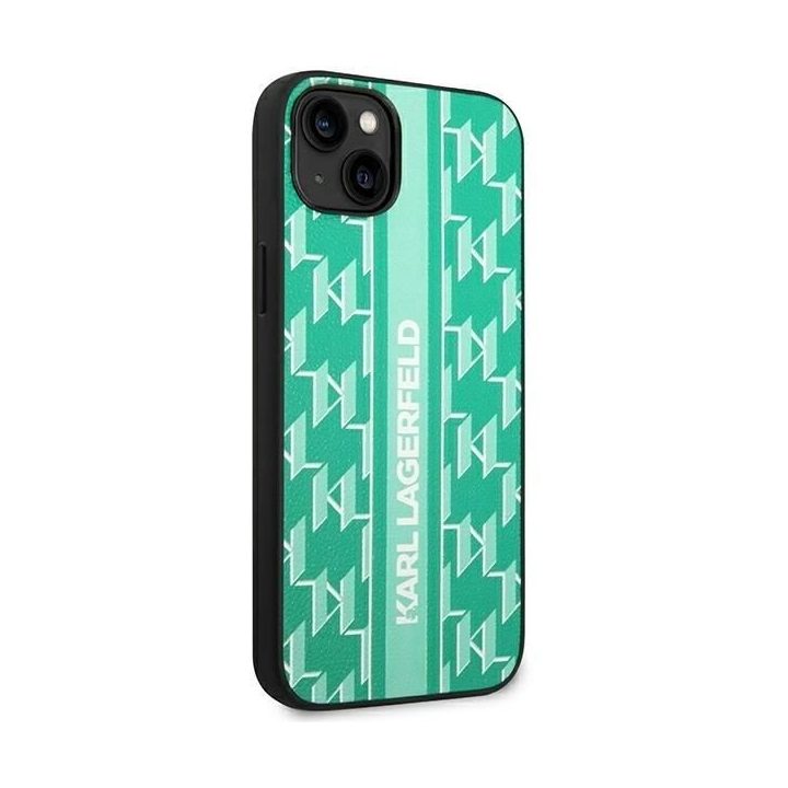 Karl Lagerfeld iPhone 14 dėklas (6.1 ) – žalias, kietas, Monogram Stripe