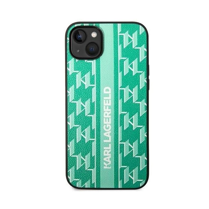 Karl Lagerfeld iPhone 14 dėklas (6.1 ) – žalias, kietas, Monogram Stripe