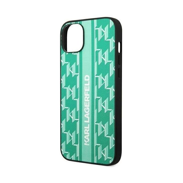 Karl Lagerfeld iPhone 14 dėklas (6.1 ) – žalias, kietas, Monogram Stripe