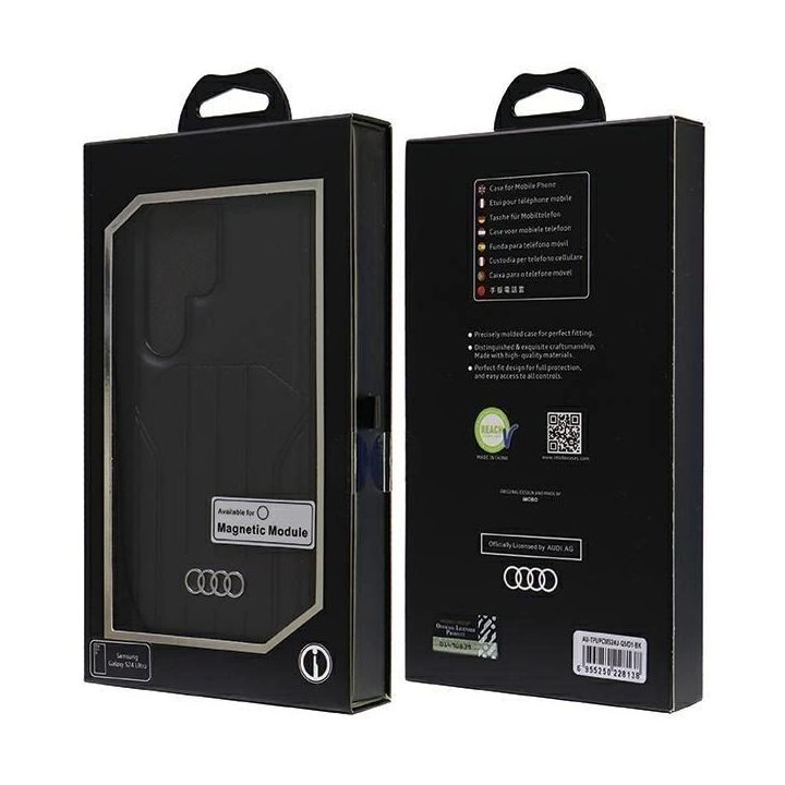 Audi dirbtinės odos MagSafe dėklas Samsung S24 Ultra, juodas