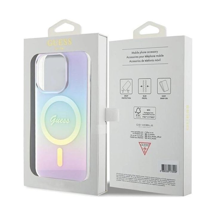 Guess iPhone 15 Pro Max 6.7 kietas dėklas, violetinis, MagSafe