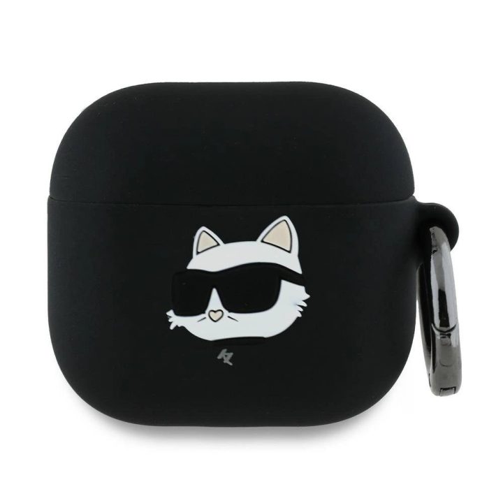 Karl Lagerfeld silikoninis AirPods 4 dėklas Choupette“ 3D, juodas