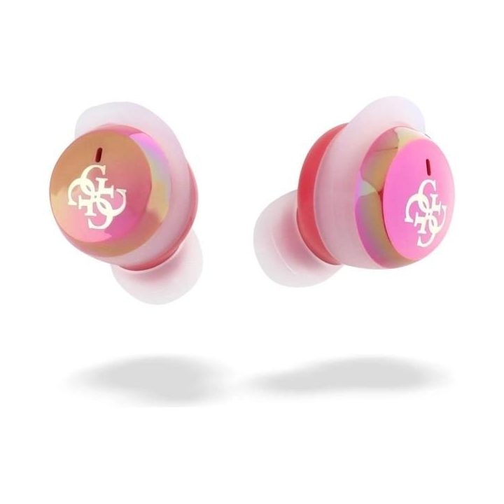 Belaidės Bluetooth ausinės Guess TWS su įkrovimo dėklu, rožinės spalvos