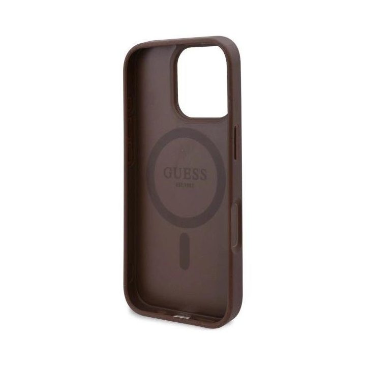 Guess iPhone 16 Pro 6.3 rudas dėklas su gėlių raštu, MagSafe