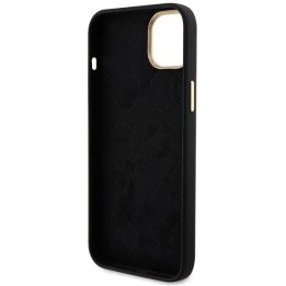 Guess silikoninis dėklas su logotipu ir kristalais iPhone 15 – juodas