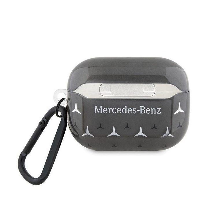 Mercedes AirPods Pro dėklas, juodas, didelis žvaigždžių raštas