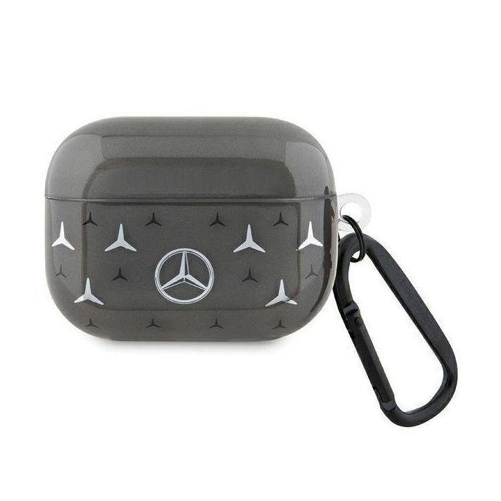 Mercedes AirPods Pro dėklas, juodas, didelis žvaigždžių raštas