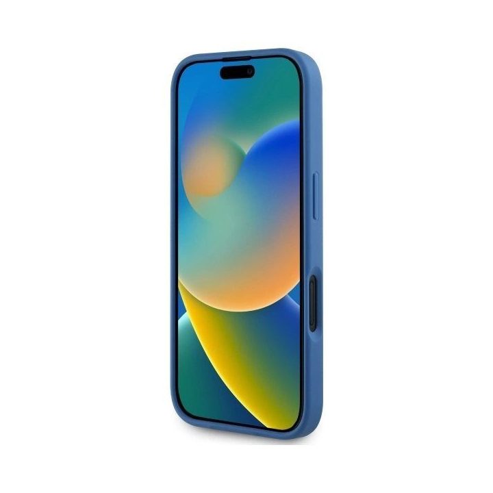 Guess iPhone 16 6.1 mėlynas dėklas su gėlių raštu, MagSafe