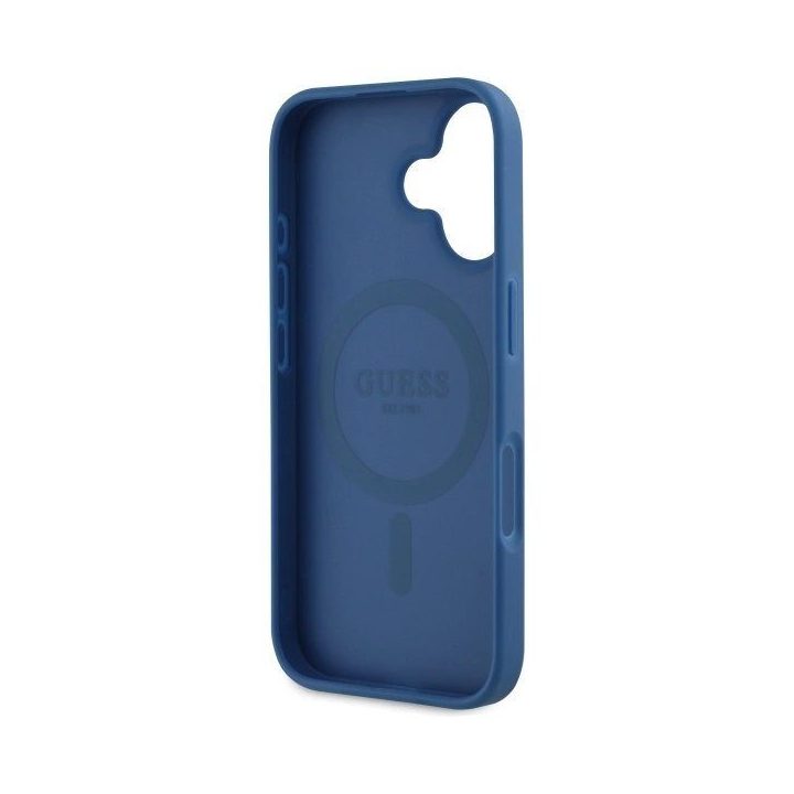 Guess iPhone 16 6.1 mėlynas dėklas su gėlių raštu, MagSafe