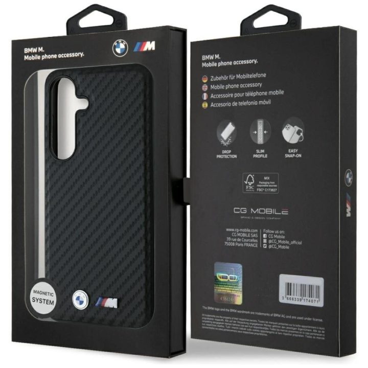 BMW odinis Carbon“ dėklas su MagSafe, skirtas Samsung Galaxy S25 – juodas