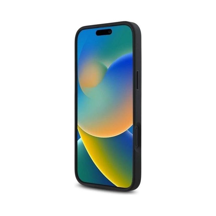 Guess iPhone 16 6.1 juodas dėklas su gėlių raštu, MagSafe
