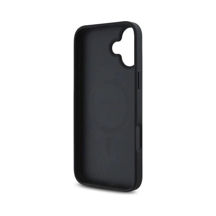 Guess iPhone 16 6.1 juodas dėklas su gėlių raštu, MagSafe