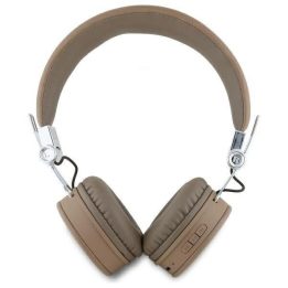 Rudos spalvos klasikinės apvalios Bluetooth ausinės su ENC
