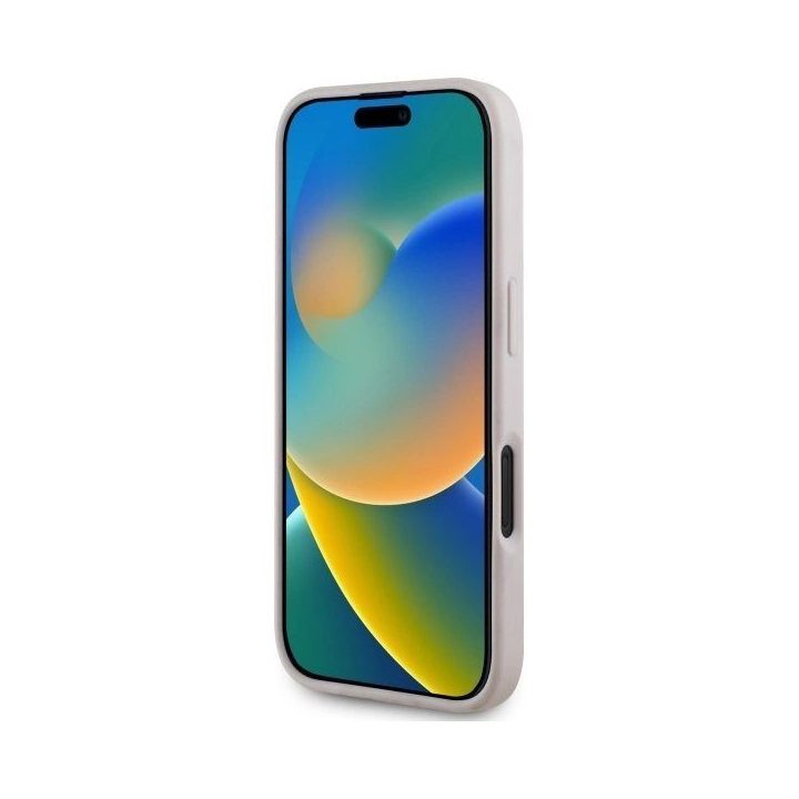 Guess rožinis iPhone 16 6.1 dėklas su gėlių raštu, MagSafe