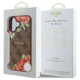 Guess iPhone 16 6.1 rudas dėklas su gėlių raštu, MagSafe