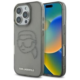 Karl Lagerfeld juodas dėklas iPhone 16 Pro Max (6.9 ) su kristalais