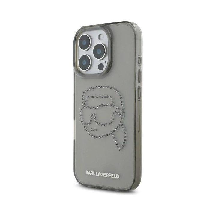 Karl Lagerfeld juodas dėklas iPhone 16 Pro Max (6.9 ) su kristalais