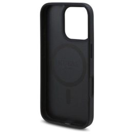 Guess iPhone 16 Pro Max 6.9 juodas dėklas su gėlių raštu, MagSafe