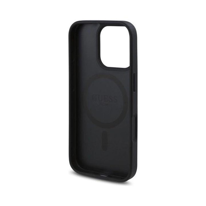 Guess iPhone 16 Pro Max 6.9 juodas dėklas su gėlių raštu, MagSafe