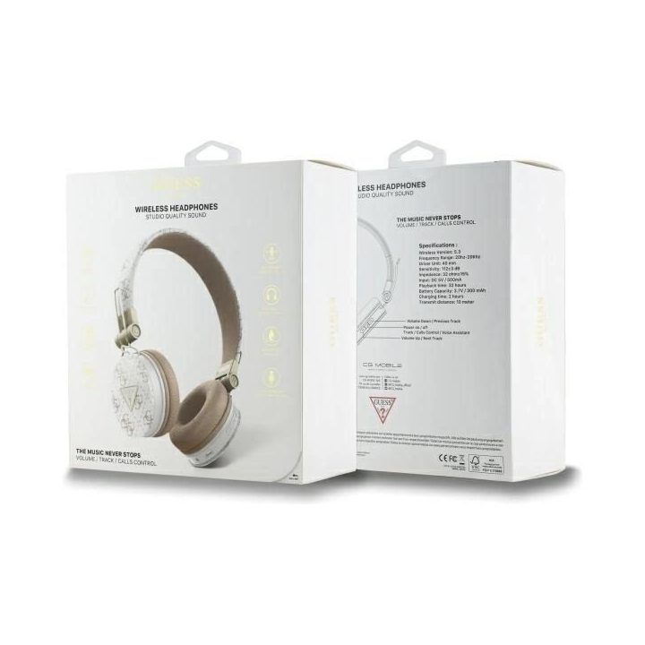 Guess Bluetooth ausinės su ENC, ant ausų, baltos, stilingos