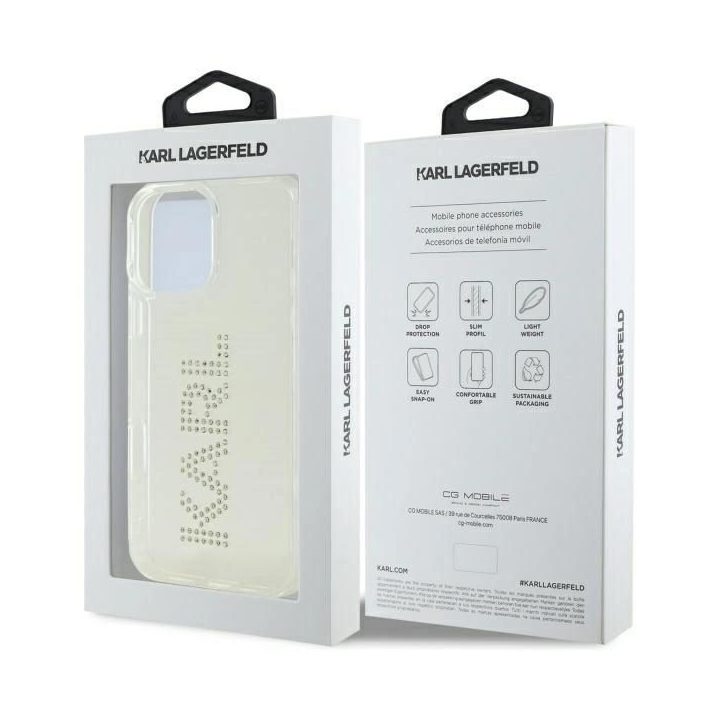 Karl Lagerfeld skaidrus dėklas su kristalais iPhone 16 Pro Max (6.9 )