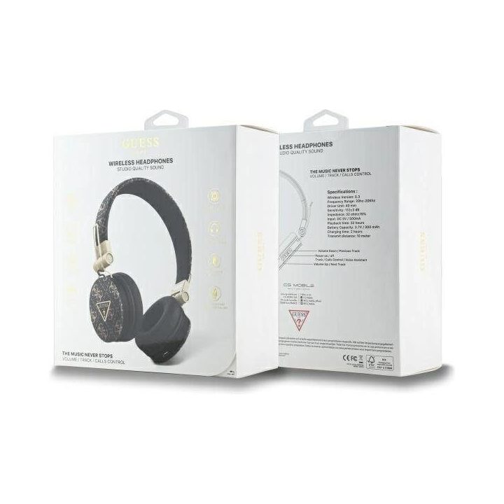 Guess Bluetooth ausinės su ENC, juodos, on-ear, 4G, apvalios formos