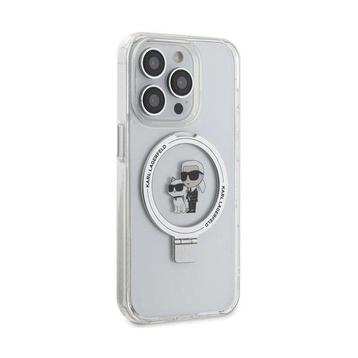 Karl Lagerfeld iPhone 15 Pro dėklas (MagSafe, stovas) – baltas