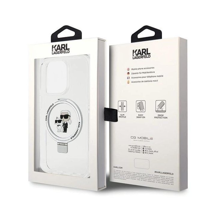 Karl Lagerfeld iPhone 15 Pro dėklas (MagSafe, stovas) – baltas