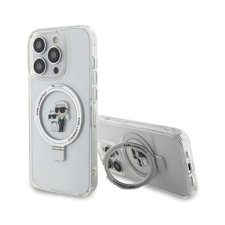 Karl Lagerfeld iPhone 15 Pro dėklas (MagSafe, stovas) – baltas