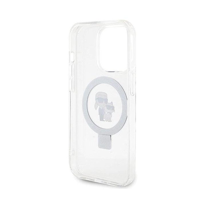 Karl Lagerfeld iPhone 15 Pro dėklas (MagSafe, stovas) – baltas