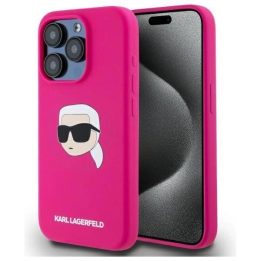 Karl Lagerfeld silikoninis dėklas iPhone 15 Pro (6.1 ) su MagSafe – fuksija