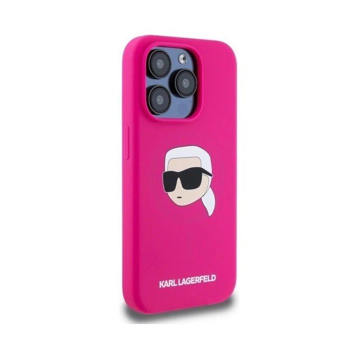 Karl Lagerfeld silikoninis dėklas iPhone 15 Pro (6.1 ) su MagSafe – fuksija