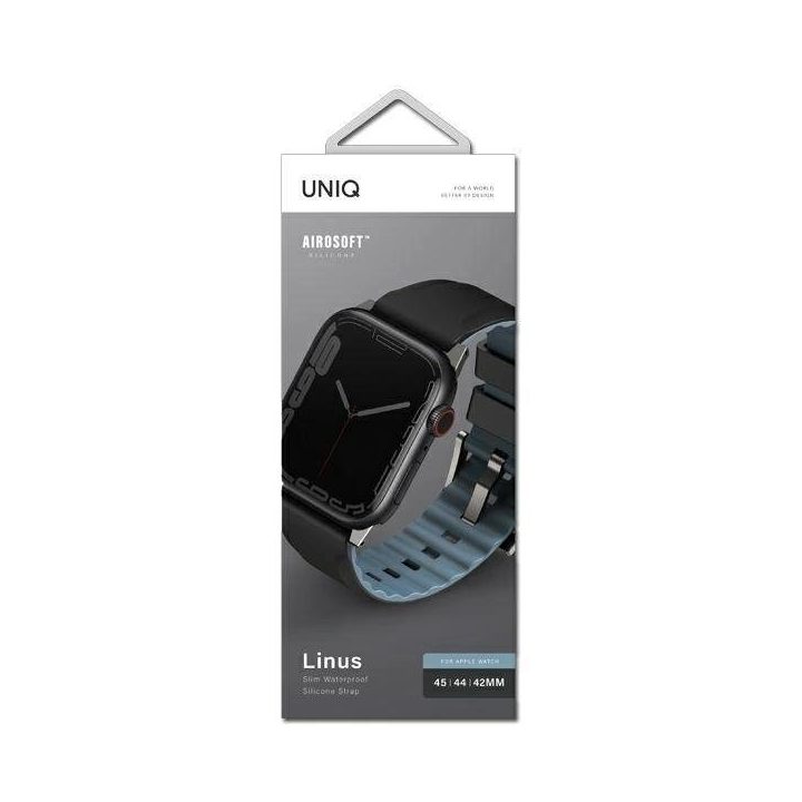 Silikoninis dirželis Uniq Linus Apple Watch 42/44/45mm – juodas
