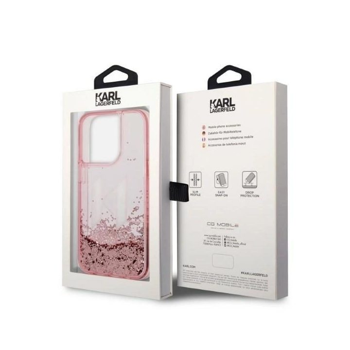 Karl Lagerfeld rožinis blizgus dėklas iPhone 14 Pro Max (6.7 )